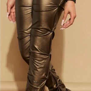Metallic Gold Faux Leather Pants